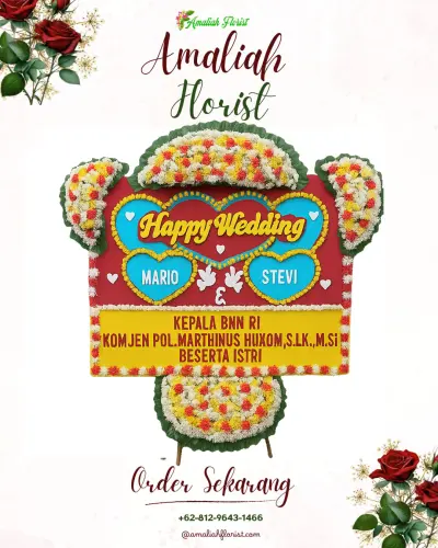 Karangan Papan Bunga Pernikahan di Cemara Asri